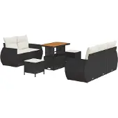 vidaXL Tuinbank Set 8 st 5-Aantal zitplaatsen Zwart en Crème