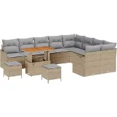 vidaXL Tuinbank Set 12 st Beige poly rattan