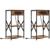vidaXL Nachtkastje 2 st Rook Eiken 41 x 31 x 76 cm Bewerkt hout