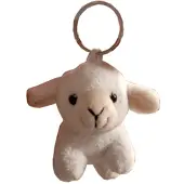 Gerkimex Sleutelhanger Lammetje pluche wit 9x5cm wit Pluche Sleutelhanger