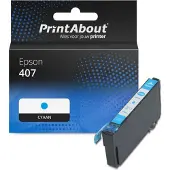 PrintAbout Inktcartridge 407 (C13T07U240) Cyaan geschikt voor Epson