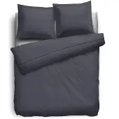 Eleganzzz Dekbedovertrek Uni Perkal Katoen Met Bies - antraciet 200x200/220cm
