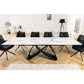 Invicta Uitschuifbare eettafel INFINITY 180-260cm wit keramiek marmer zwart metaal - 45180