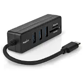 Nedis USB-hub: 1x USB-C, 3x USB-A-aansluiting - 5 poorten, USB 3.2 Gen 1, stroomvoorziening via USB, 5 Gbps, SD & MicroSD