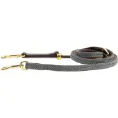Kentucky 3-voudig Verstelbare Plaited Hondenlijn - Gevlochten - Nylon / Imitatieleder - Grijs - L - Breedte: 1,5 cm - Maximale lengte: 200 cm