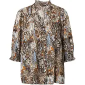ONLY Blouse 'ONLRaya' lichtblauw / donkerbruin / oranje / wit