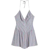 Bershka Jumpsuit beige / lichtblauw / donkerlila / oudroze