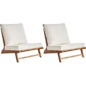 Beliani MICCIANO - Tuinstoel set van 2 - Gebroken wit - Acaciahout