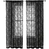 INF Zwarte kantgordijnen 2 stuks Black