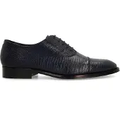 Manfield Donkerblauwe leren veterschoenen | Maat 45
