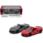 KINSMART Corvette 2021 Politie Modelauto 1:36 Pull-Back