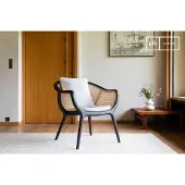 PIB Zwarte massief essen fauteuil met riet Nocta