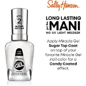 Sally Hansen Miracle Gel - 103 - Sugar, Top coat, Anti-chip, Resultaat van salonkwaliteit, Geen UV-licht nodig, 15 ml