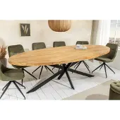 Invicta Massieve eettafel GALAXIE 240cm bruin mangohout ovaal zwart ijzeren sterframe - 45759