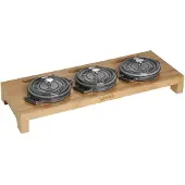 Staub serveerhouder voor 3 mini potten Bamboe
