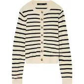 Vero Moda Gebreid vest 'VMSaba' ecru / zwart