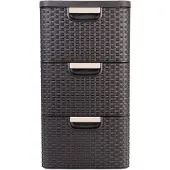 Curver Opbergtoren - Chocolade - 3 x 14 L - Riet - Elegant - Praktisch