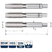 Rotec HSS Handtappenset BSW 1-8 - 3060030
