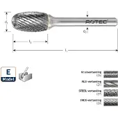 Rotec HM-Stiftfrees, model E - Z1 / ALU-vertand / ø12,7x22x67xø6mm - 4341302