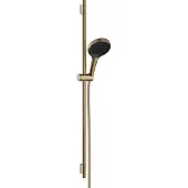 Hansgrohe Rainfinity doucheset 130 3jet EcoSmart met glijstang S Puro 90 cm, push-schuifstuk en Designflex textiel doucheslang 160 cm, Brushed Bronze