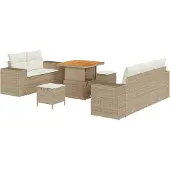 vidaXL Tuinbank Set 8 st 8-zits Beige en Crème