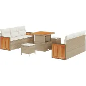 vidaXL Tuinbank Set 11 st 8-Aantal zitplaatsen Beige en Crème