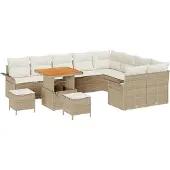 vidaXL Tuinset, 12 stuks, 11 zitplaatsen, beige en crème