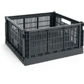 HAY Colour Crate Square Stapelbare Opbergdoos Charcoal | Large
