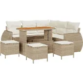 vidaXL Tuinbank Set 9 st 8-Aantal zitplaatsen Beige en Crème
