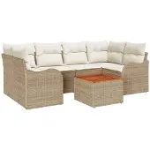 vidaXL Tuinbank Set 7 st Beige en Crème poly rattan