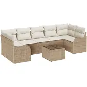 vidaXL Tuinbank Set 8 st 7-Aantal zitplaatsen Beige en Crème