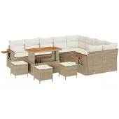 vidaXL Tuinbank Set 13 st 9-Aantal zitplaatsen Beige en Crème