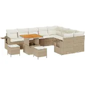 vidaXL Tuinbank Set 12 st 11-Aantal zitplaatsen Beige en Crème