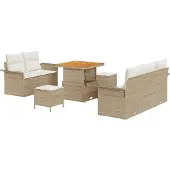 vidaXL Tuinbank Set 8 st 7-Aantal zitplaatsen Beige en Crème