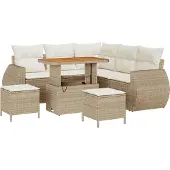 vidaXL Tuinbank Set 8 st 7-Aantal zitplaatsen Beige en Crème