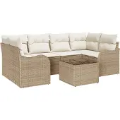 vidaXL Tuinbank Set 7 st 6-Aantal zitplaatsen Beige en Crème