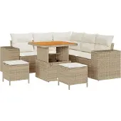 vidaXL Tuinbank Set 8 st 7-Aantal zitplaatsen Beige en Crème