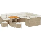vidaXL Tuinbank Set 12 st 11-Aantal zitplaatsen Beige en Crème