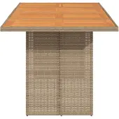 vidaXL Tuintafel met acaciahouten blad 190x80x74 cm poly rattan beige