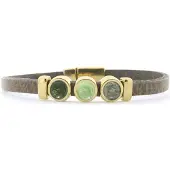 Qoss Taupe Armband Merel Dennengroen | Goud - Maat L