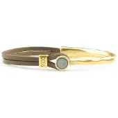 Qoss Taupe Armband Coco Mosgroen | Goud - Maat M