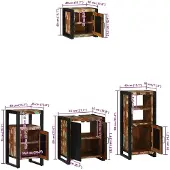 vidaXL Badkamermeubel Set 4 st Veelkleurig en Zwart 55 x 35 x 60 cm