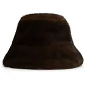 Manfield Bruine bucket hat van faux fur | Maat adult