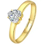Lucardi Dames Ring hartvorm zirkonia - Ring - Cadeau - 14 Karaat Goud - Geelgoud