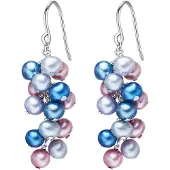 Valero Pearls Oorbellen blauw / roodviolet / zilver