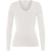 Hanro Slim fit onderhemd met lange mouwen van een mix van wol en zijde
