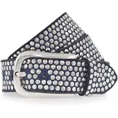 B.belt Studded belt I leather 85 cm blauw