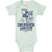 Logoshirt Rompertje/body 'Drummer Wanted-Print' navy / mintgroen
