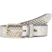B.belt Studded riem leer 100 cm grijs
