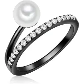 Valero Pearls Ring zwart / zilver / parelwit